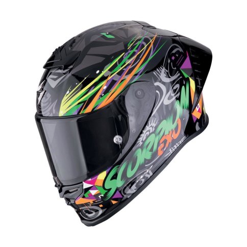 Scorpion EXO-R1 EVO II AIR "SAVAGE" Schwarz-Grün-Orange
