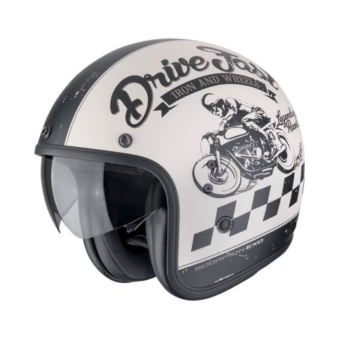 Scorpion BELFAST EVO "DRIVE FAST" Mattcreme-Schwarz
